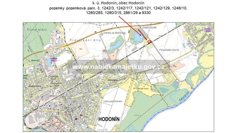 Hodonín, pozemková parc. č. 1242/3, 1242/117, 1242/121, 1242/129, 1248/10, 1280/285, 1280/315, 2861/29 a 9330