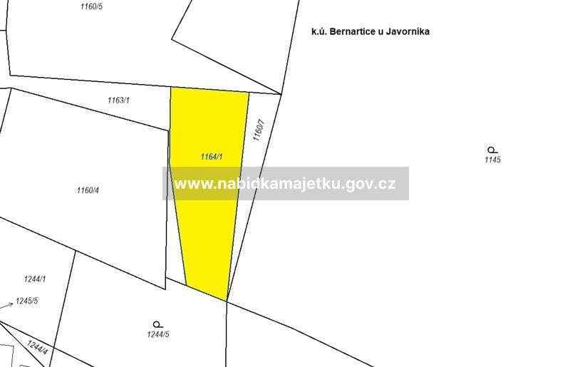 Pozemek pozemková parcela č. 1164/1 k.ú. Bernartice u Javorníka, obec Bernartice — fotka 2